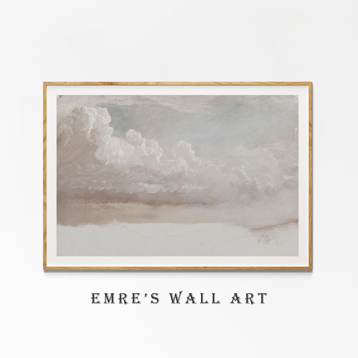 Vintage Cloud Study Art Print, Neutral Landscape - Image 4
