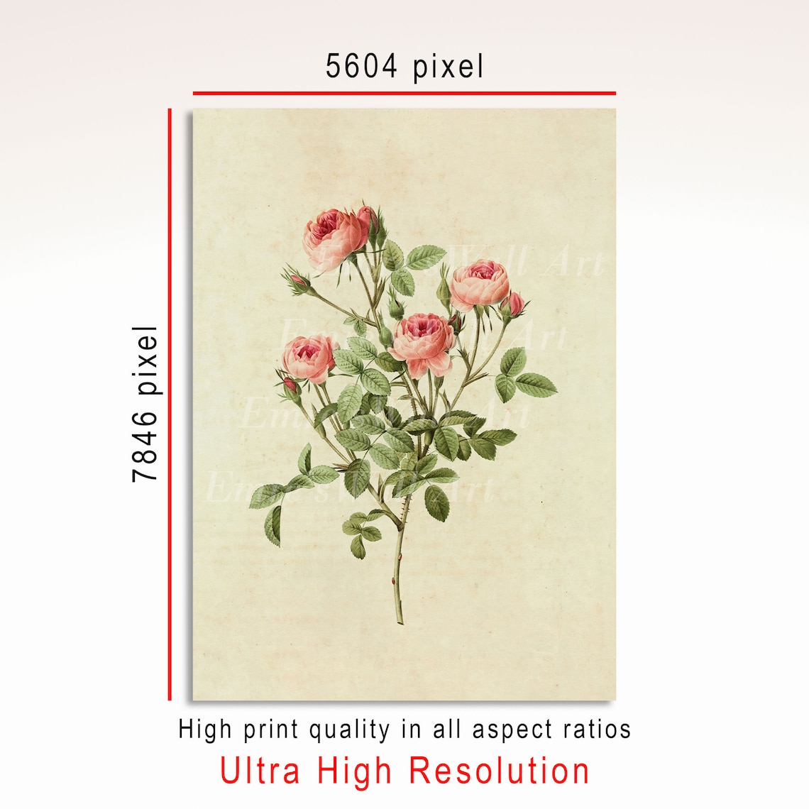 Still Life Roses Vintage Floral Art Print - Image 3
