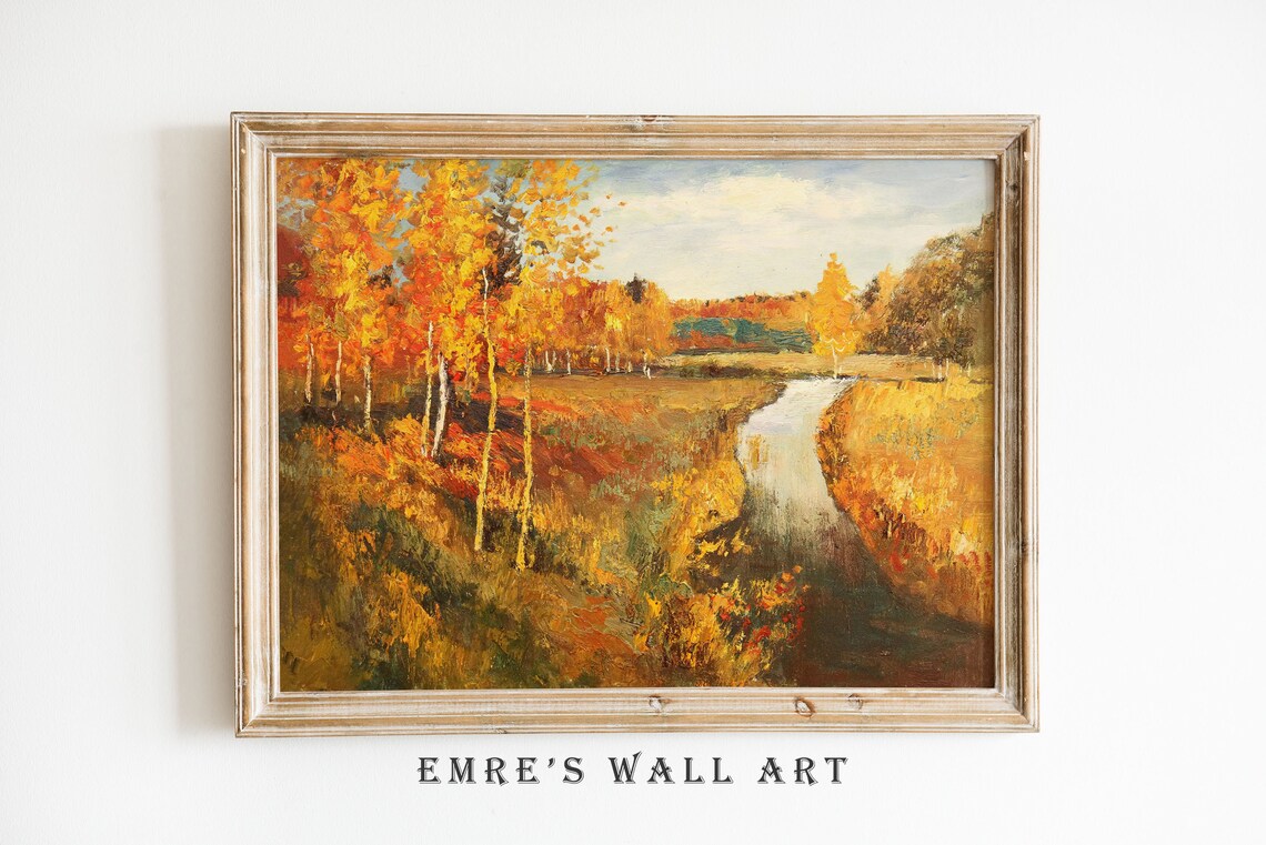Vintage Autumn Landscape Art Print, Rustic Country Decor - Image 2