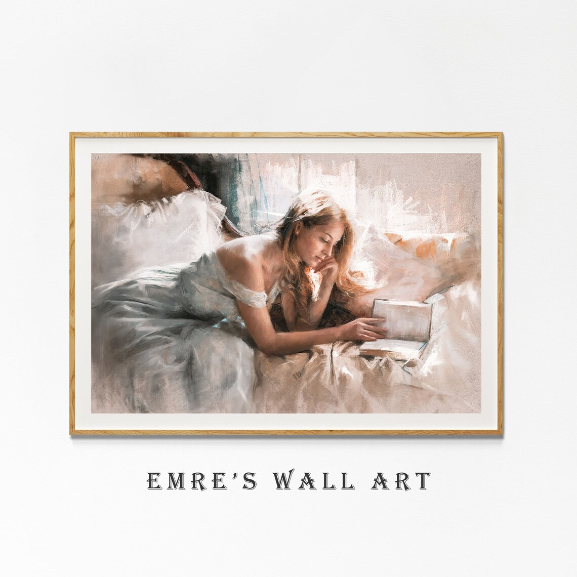 Victorian Woman Reading Oil Painting Art Print - Image 4