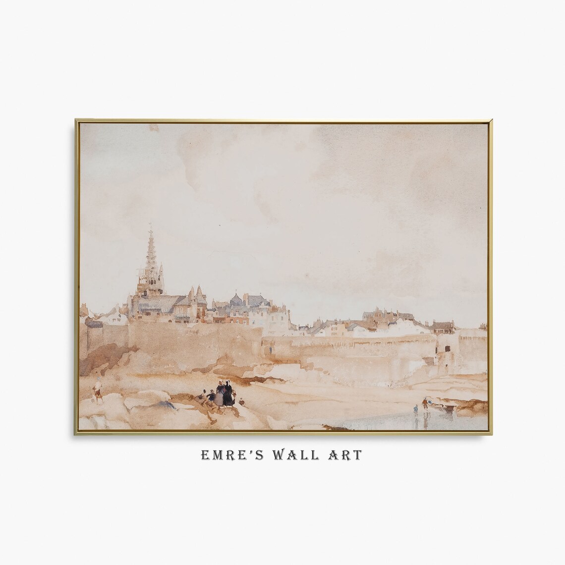 Vintage French Country Neutral City Art Print