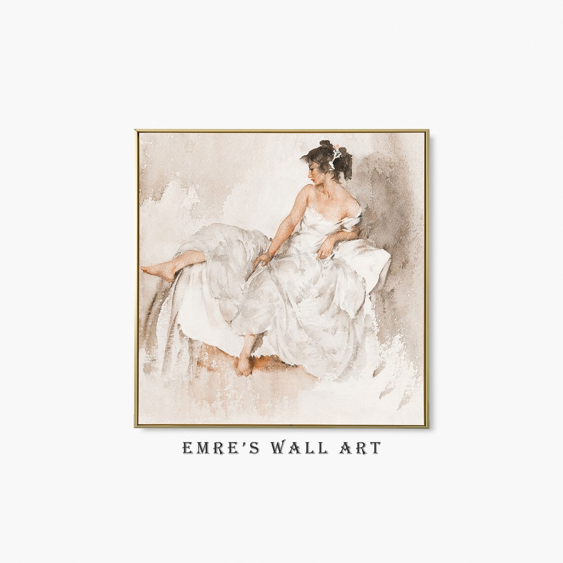 Antique Woman Portrait Vintage Neutral Art Print