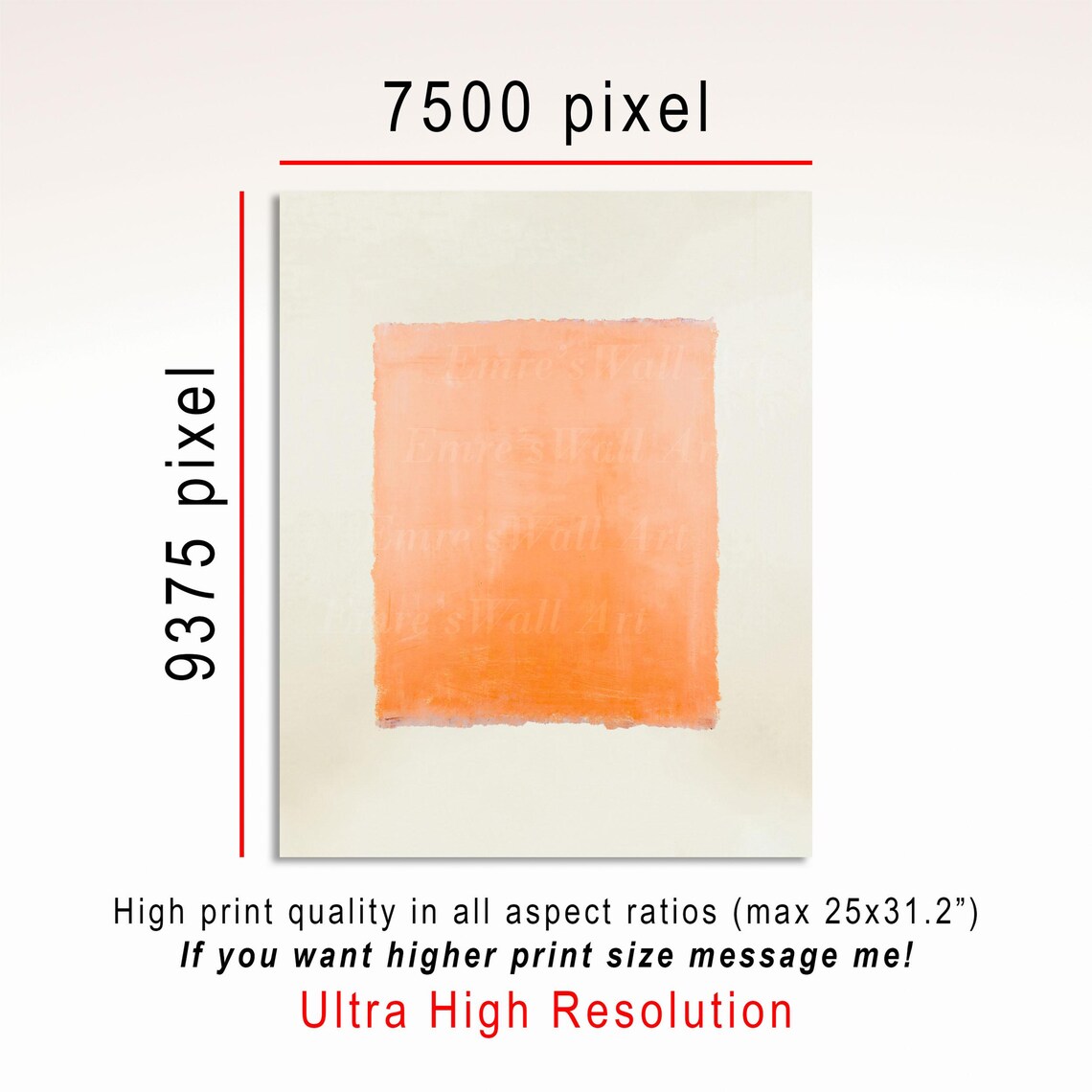 Orange Textural Painting Print, Vintage Abstract Artwork - Image 3