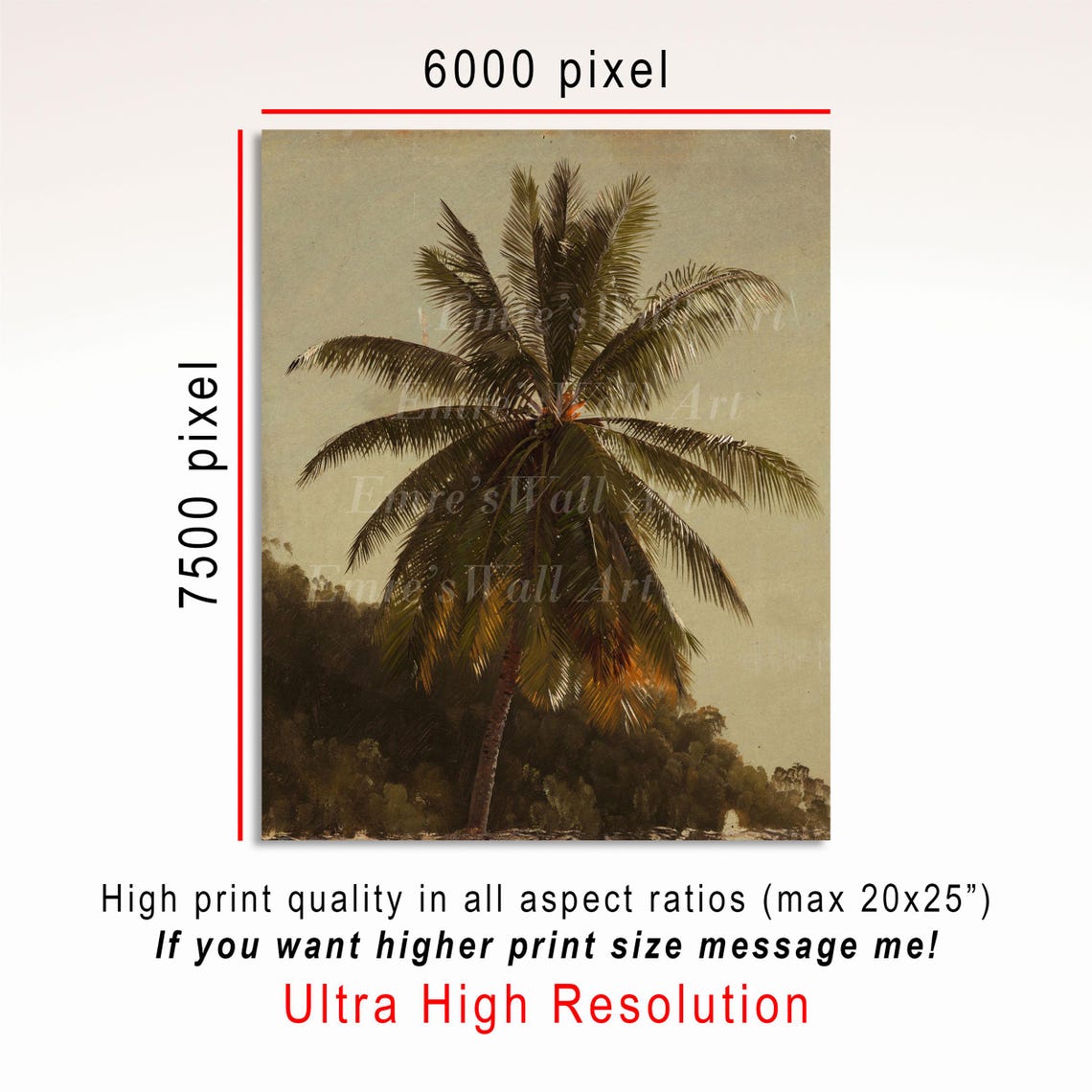 Tall Palm Tree Vintage Oil Painting Tropical Botanical Poster - Image 3