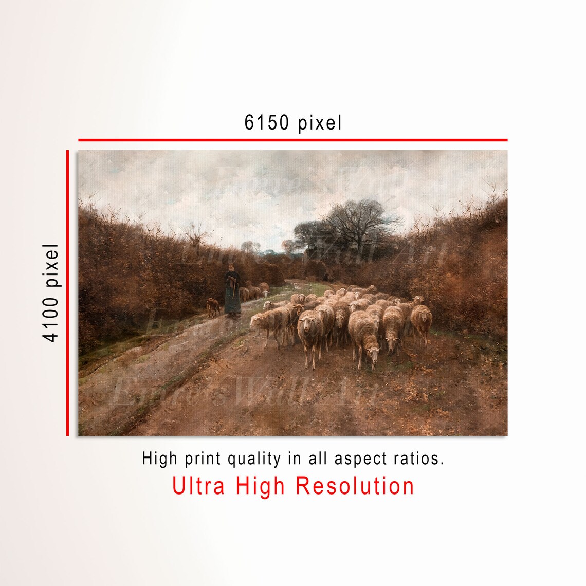 Autumn Farmhouse Landscape Painting, Vintage Country Decor - Image 3