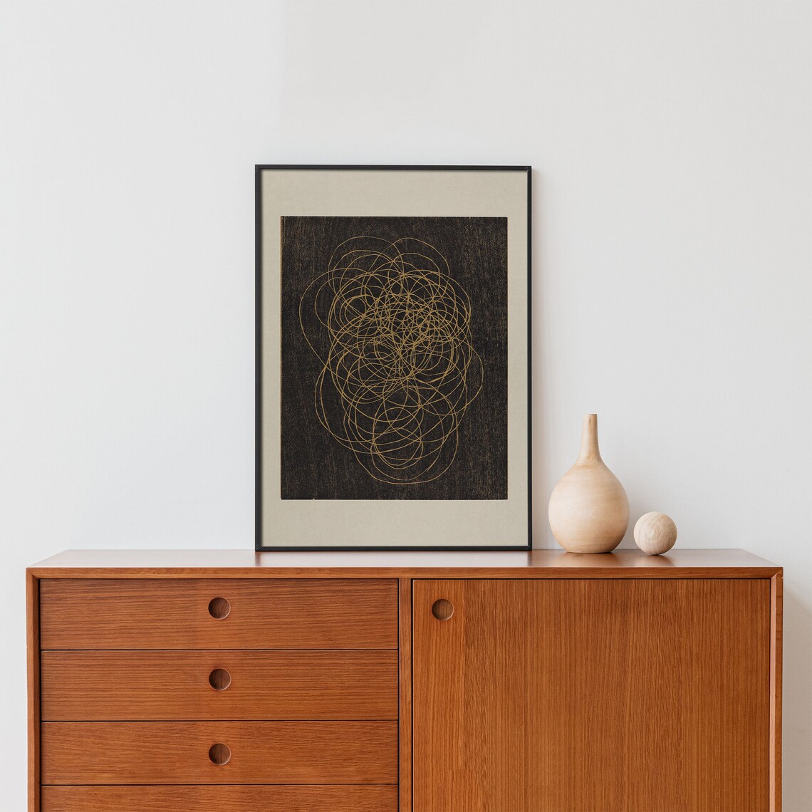 Geometric Abstract Painting, Vintage Sketch Art Print - Image 2