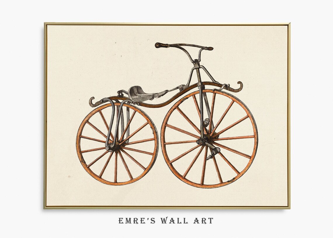Antique Bicycle Vintage Bike Illustration Old Bicycle Art Poster - Image 2