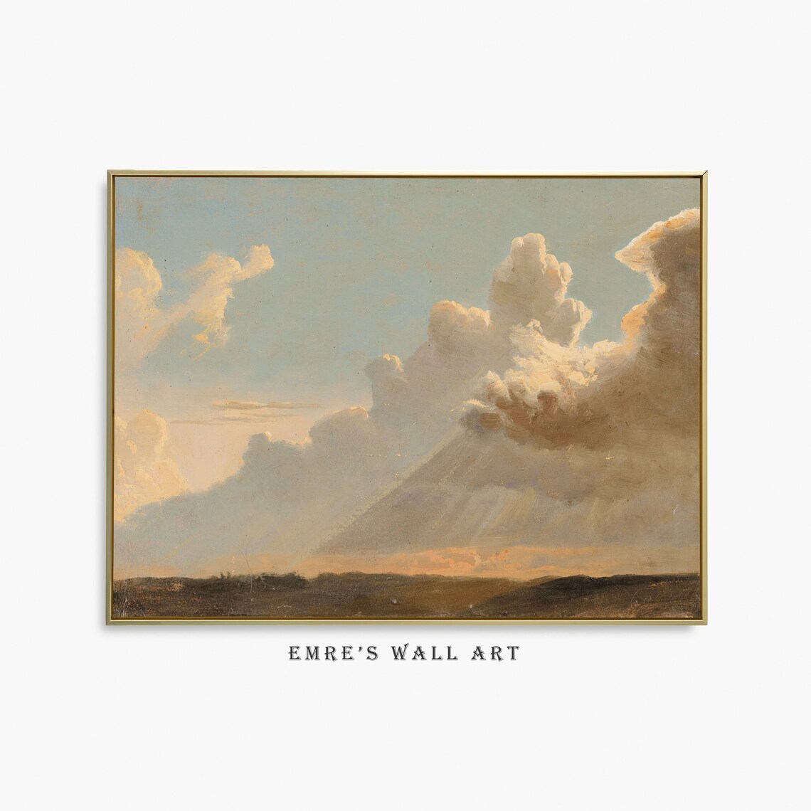 Cloud Landscape Painting, Vintage Country Sky Art Print