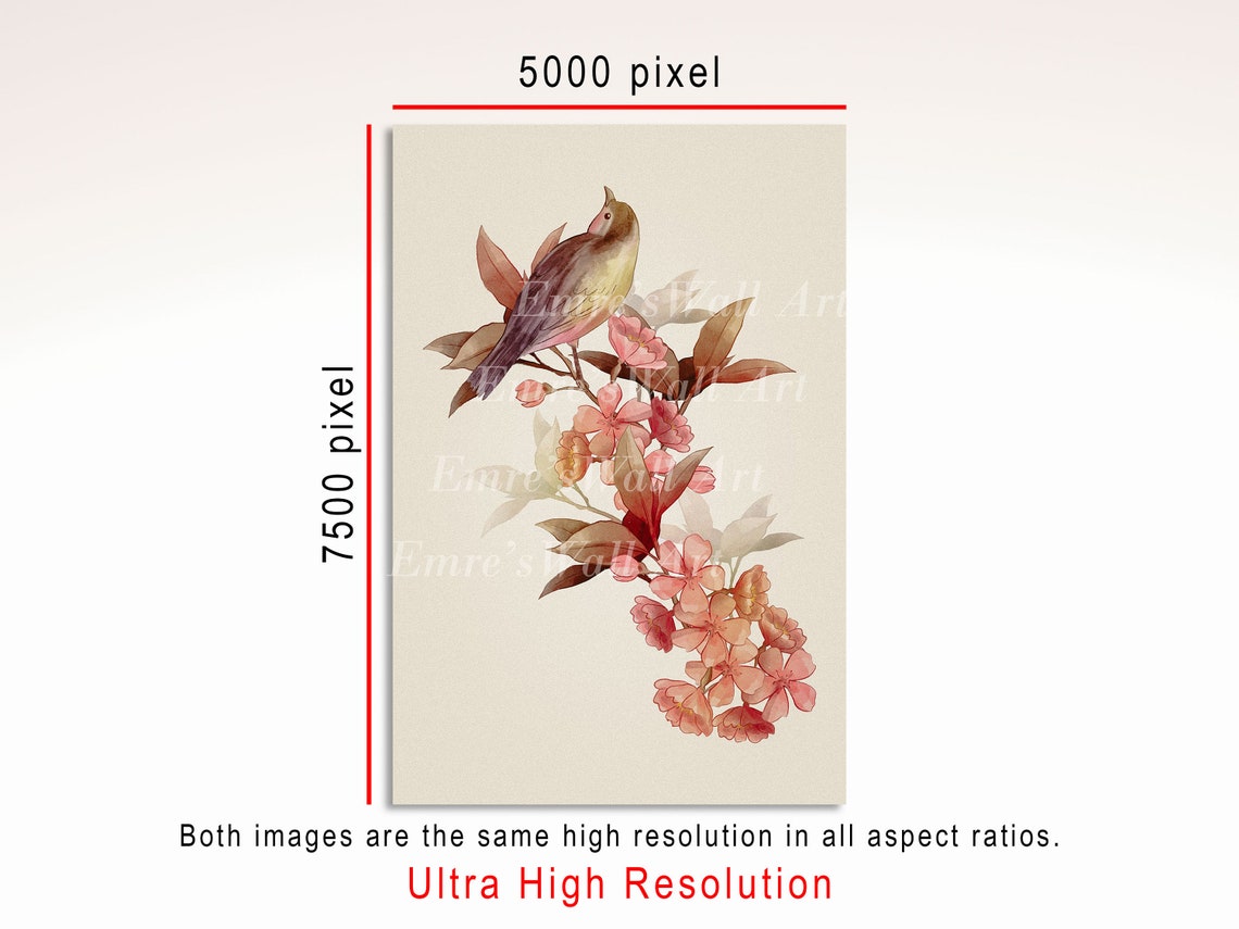 Songbird Pair Botanical Prints Autumn Leaves Blossom Art Poster - Image 4
