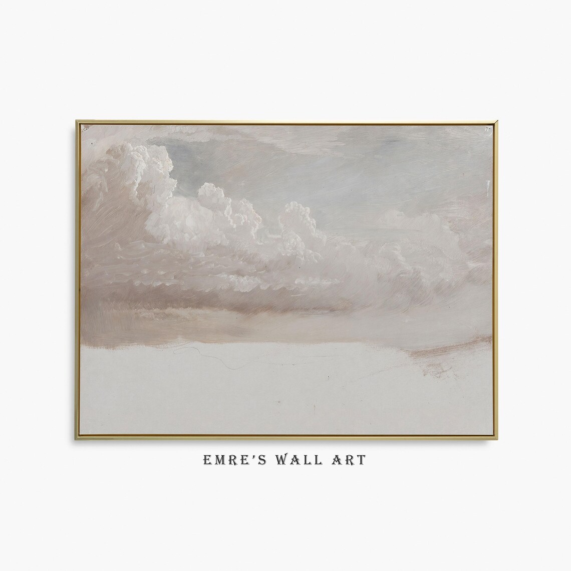 Vintage Cloud Study Art Print, Neutral Landscape