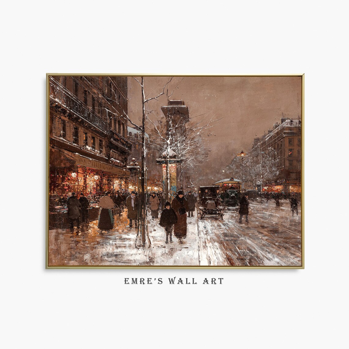 Paris Winter Scenery Vintage Winter Scene Art Print