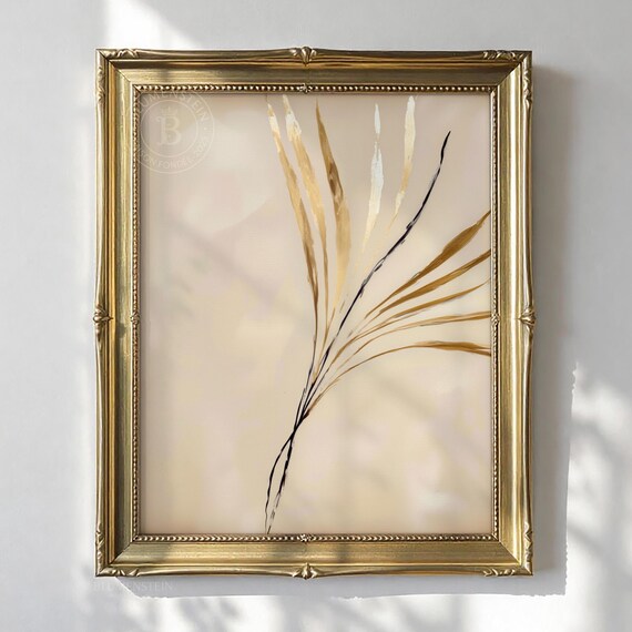 Golden Dried Grass Botanical Minimalist Cream Background Poster