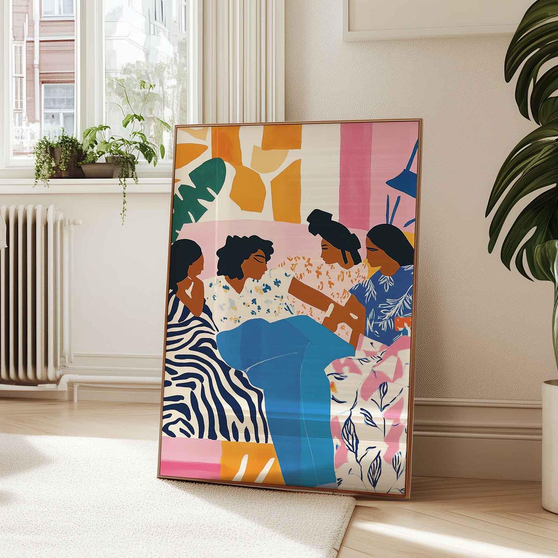 Bold Maximalist Sisterhood Art Abstract Feminine Energy Print Colorful Diverse Women Portrait Modern Stylish Figurative