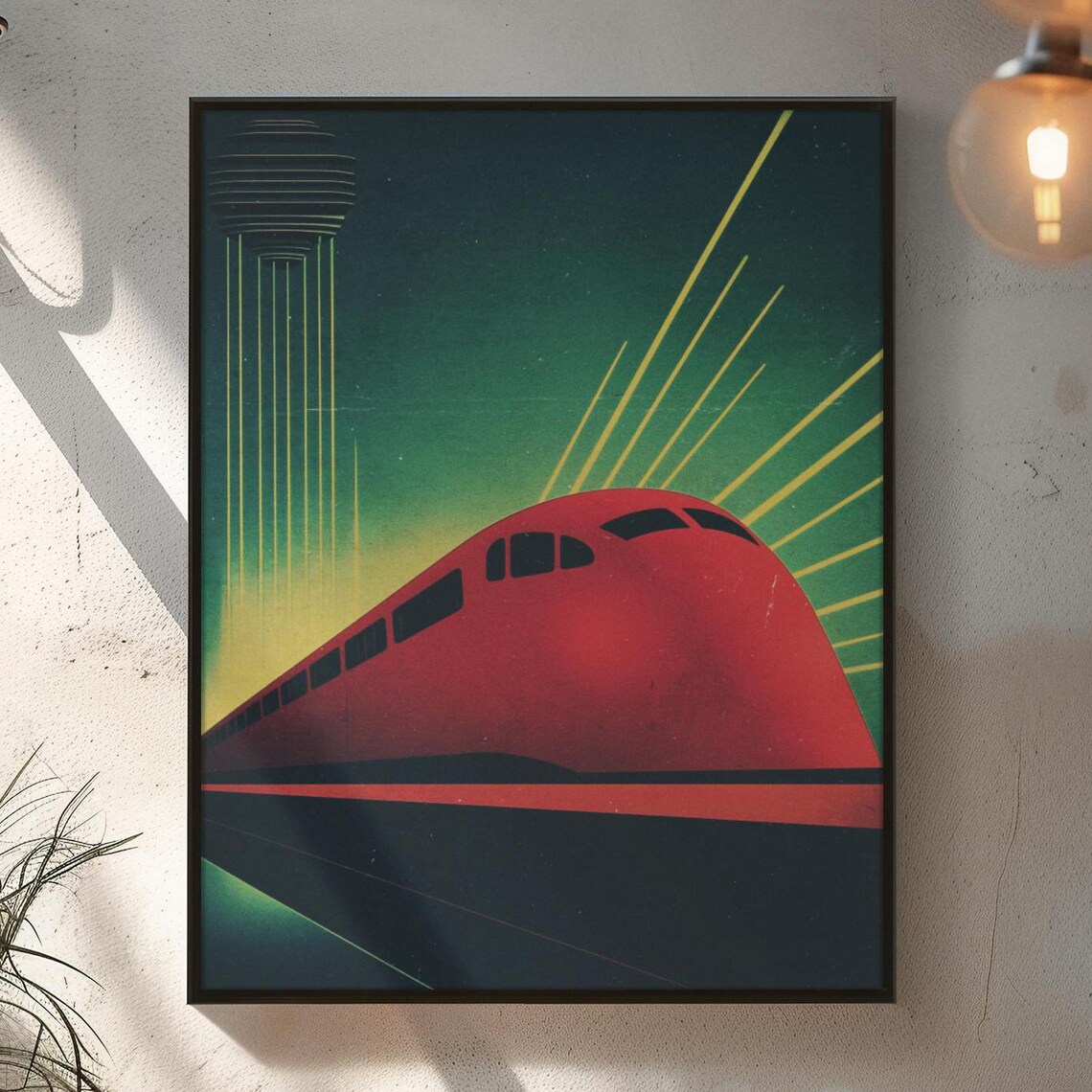 Retro Futurism Train Art Deco Travel Poster