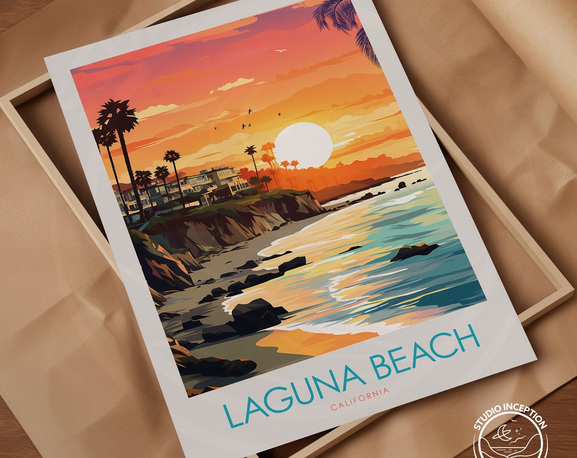 Laguna Beach California Cliff Sunset Palm Cove Travel Poster - Image 3