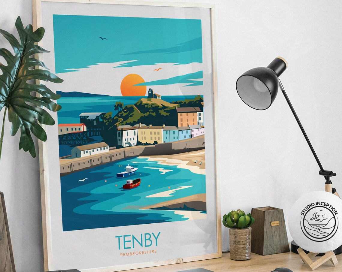 Tenby Wales Travel Poster, Pembrokeshire Print - Image 3