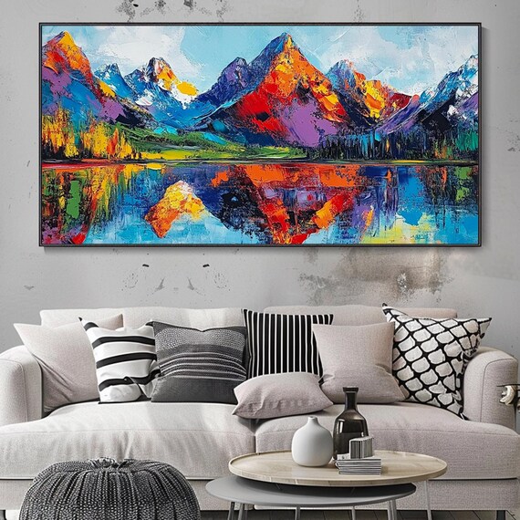 3d Textured Wall Art Original Oil Painting On Mountain Painting Vibrant Rolling Hill Art Extra Large Living Room Wall Art