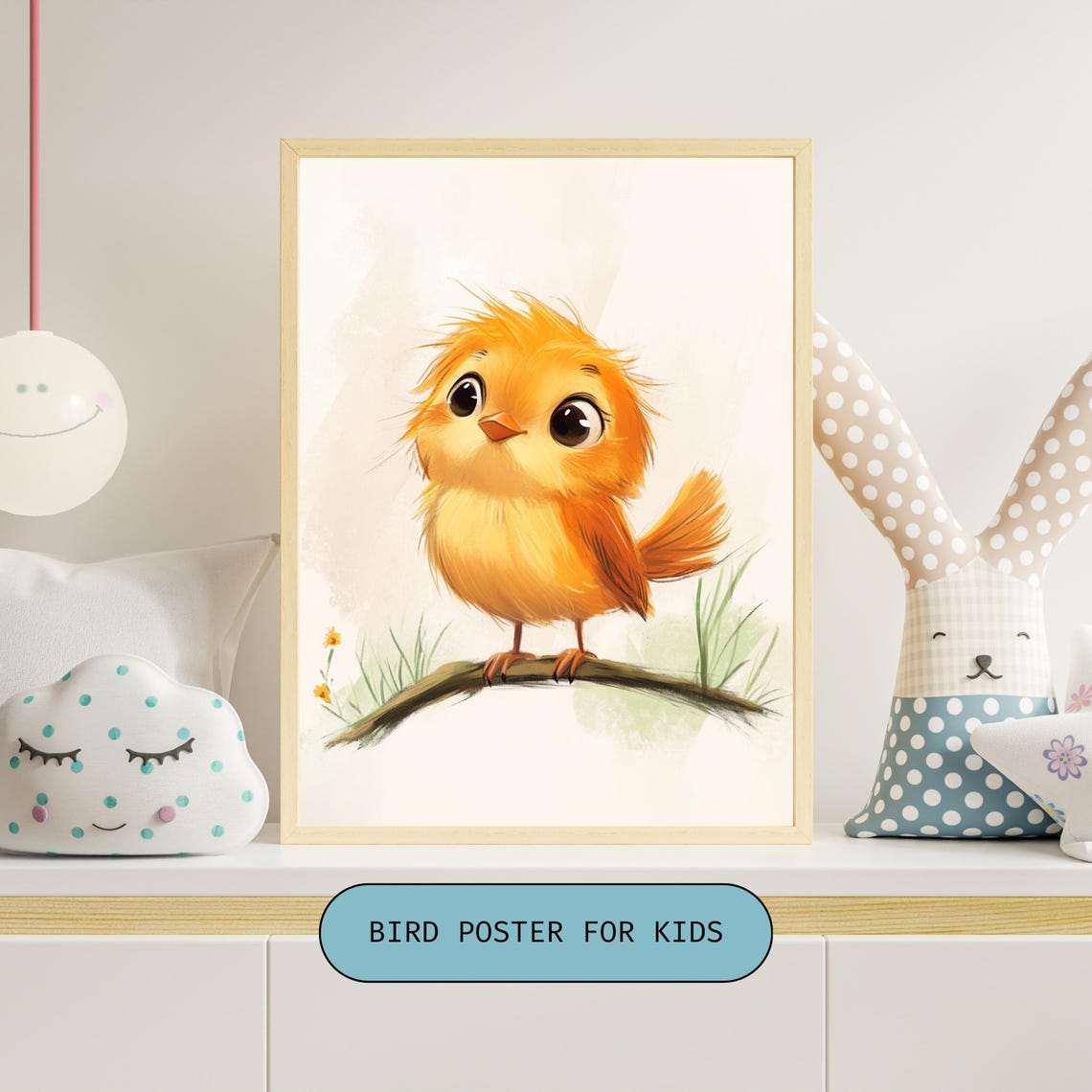 Kids Animal Bird Poster Toddler Wall Art Playroom Kids Decor Cute Bird Animal Illustration Childrens Room Prints Bird Art Poster