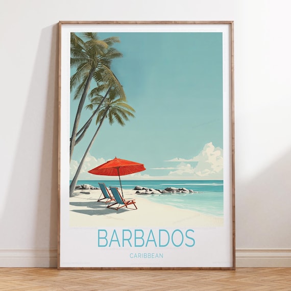 Barbados Caribbean Travel Print Wall Art Poster House Warming Gifts Wedding