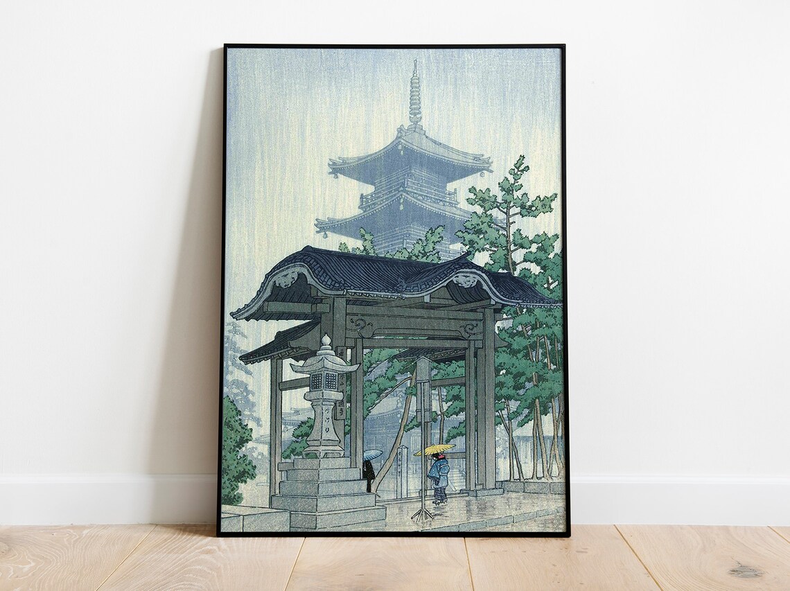 Hasui Kawase Zensetsu Temple Vintage Travel Poster