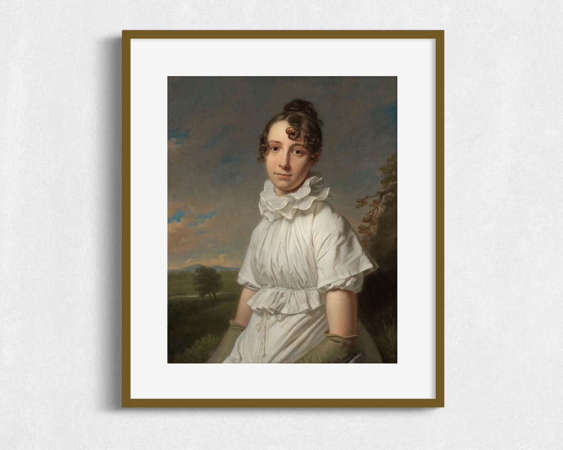 Portrait Of Alberta Vintage Antique Portrait Of Woman Artwork Wall Art Oil Painting - Image 2