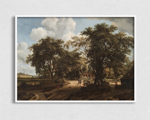 French Country Farm Landscape, Farmhouse Art Print