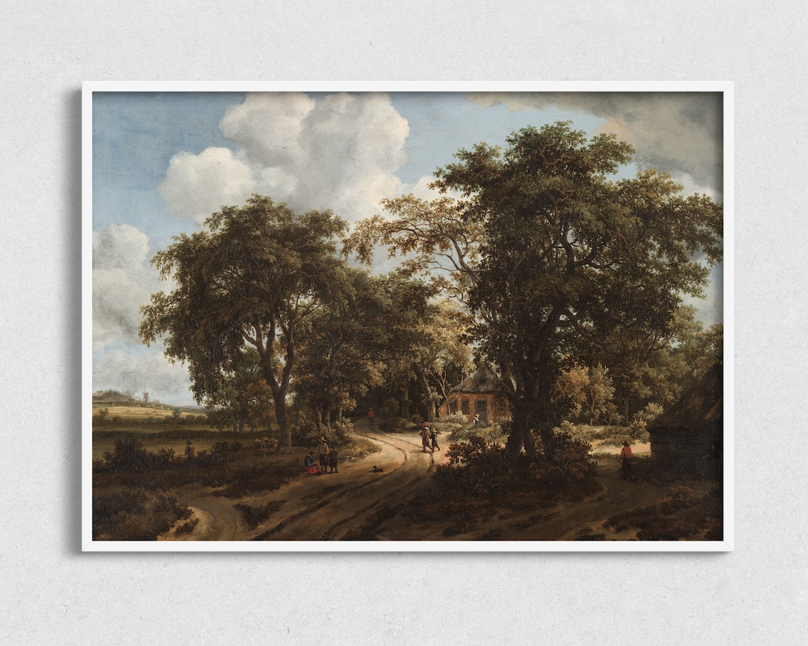 French Country Farm Landscape, Farmhouse Art Print