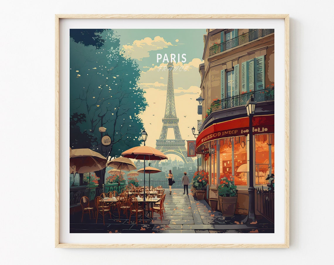 Paris Poster Paris France Travel Poster France City Wall Art Paris Square Wall Decor Personalised Gifts Birthday Gift - Image 3