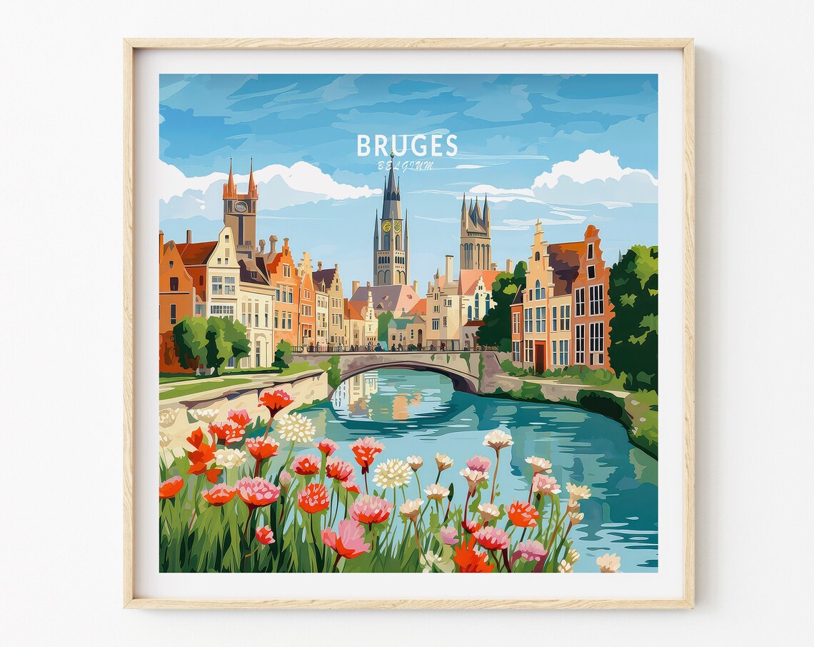 Bruges Belgium Travel Poster, Bruges Square - Image 3