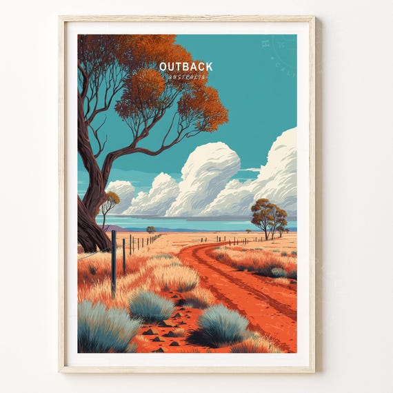 Outback Travel Poster Australia Wall Art Print Home Decor Wedding Present Minimalist Birthday Gifts