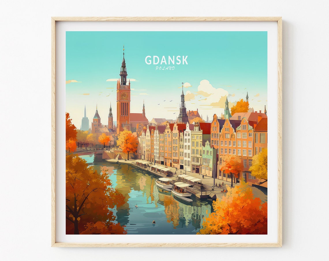 Gdańsk Poland Travel Poster Poland City Wall Art Gdańsk Poland Square Wall Decor Personalised Gifts Birthday Gifts - Image 3