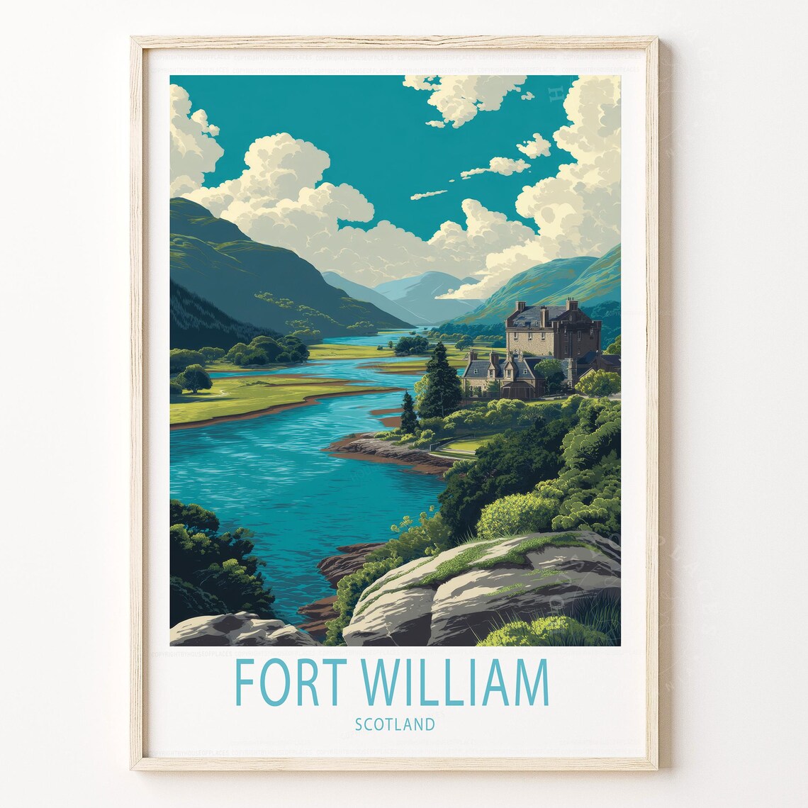Fort William Scotland Loch Castle Highlands Scenic Travel Poster