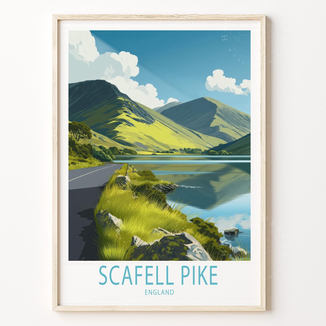 Scafell Pike England Lake District Mountain Valley Travel Poster