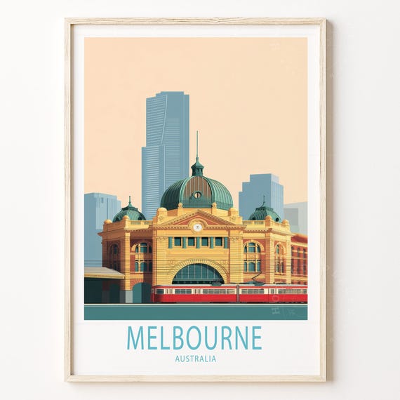 Melbourne Australia Travel Poster Wall Art Print Birthday Gifts Home Decor Personalised