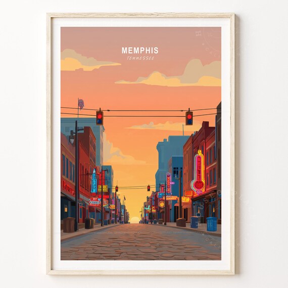 Memphis Tennessee Beale Street Neon Lights City Travel Poster