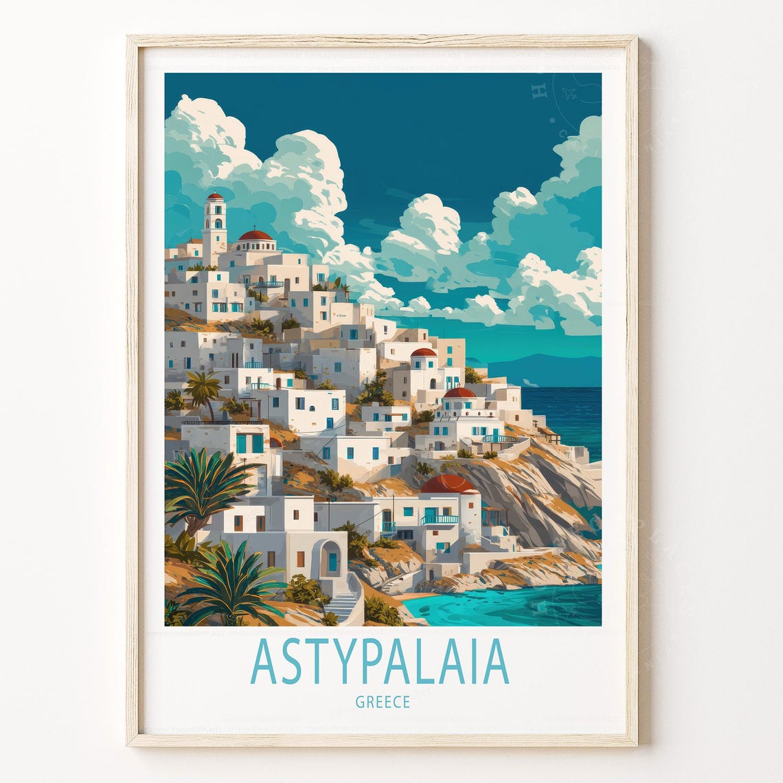 Astypalaia Greece Whitewashed Chora Hilltop Town Aegean Travel Poster