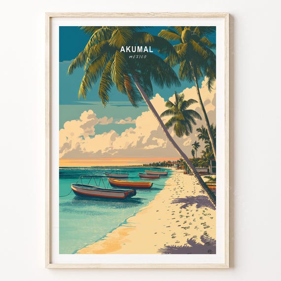 Akumal Travel Poster Mexico Wall Art Print Minimalist Home Decor Birthday Gifts