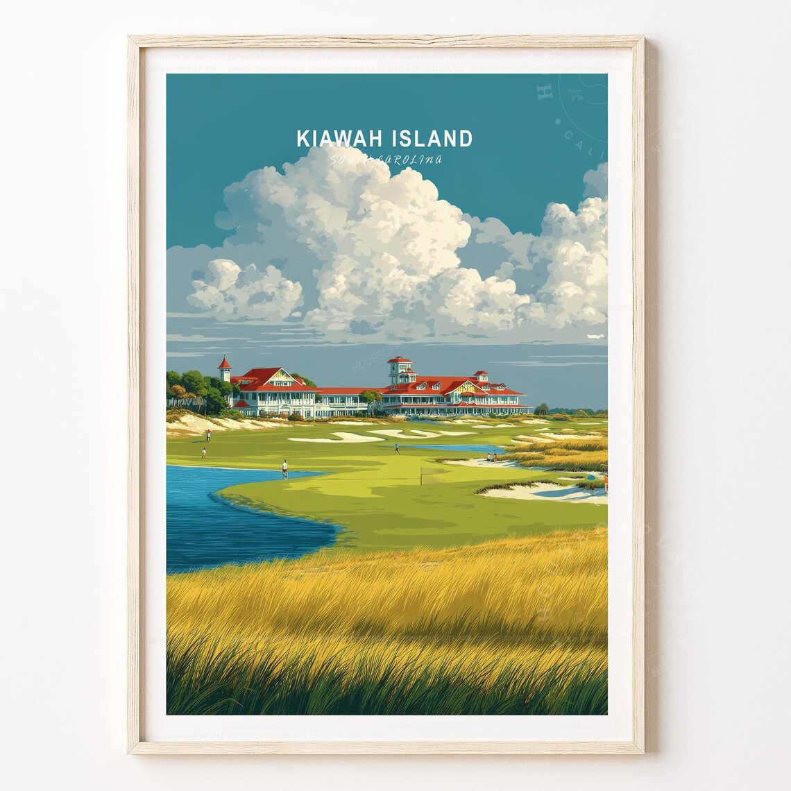 Kiawah Island Travel Poster, South Carolina Art Print