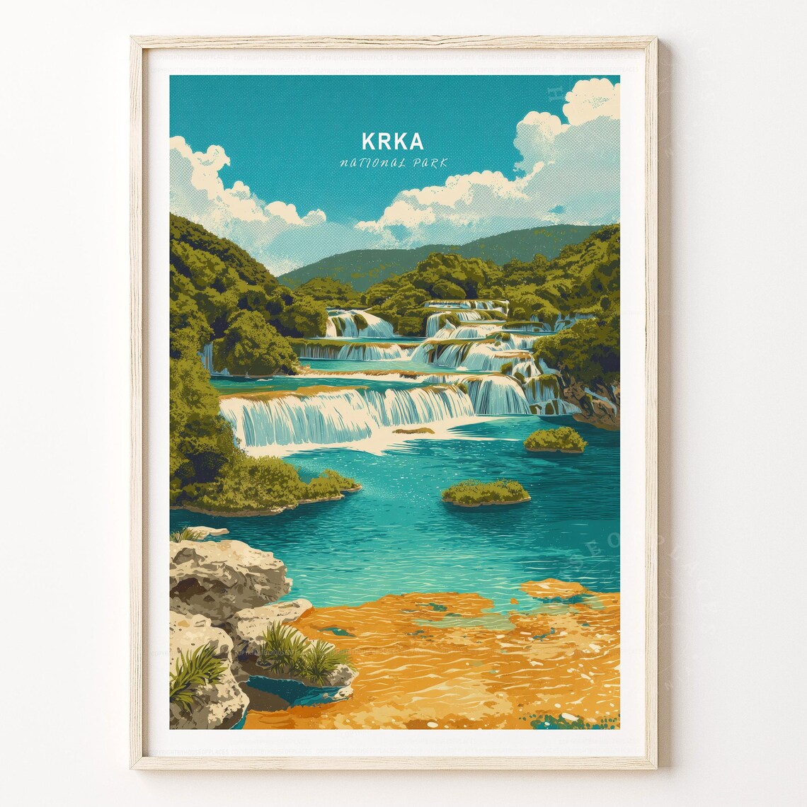 Krka Waterfalls Croatia National Park Turquoise River Travel Print