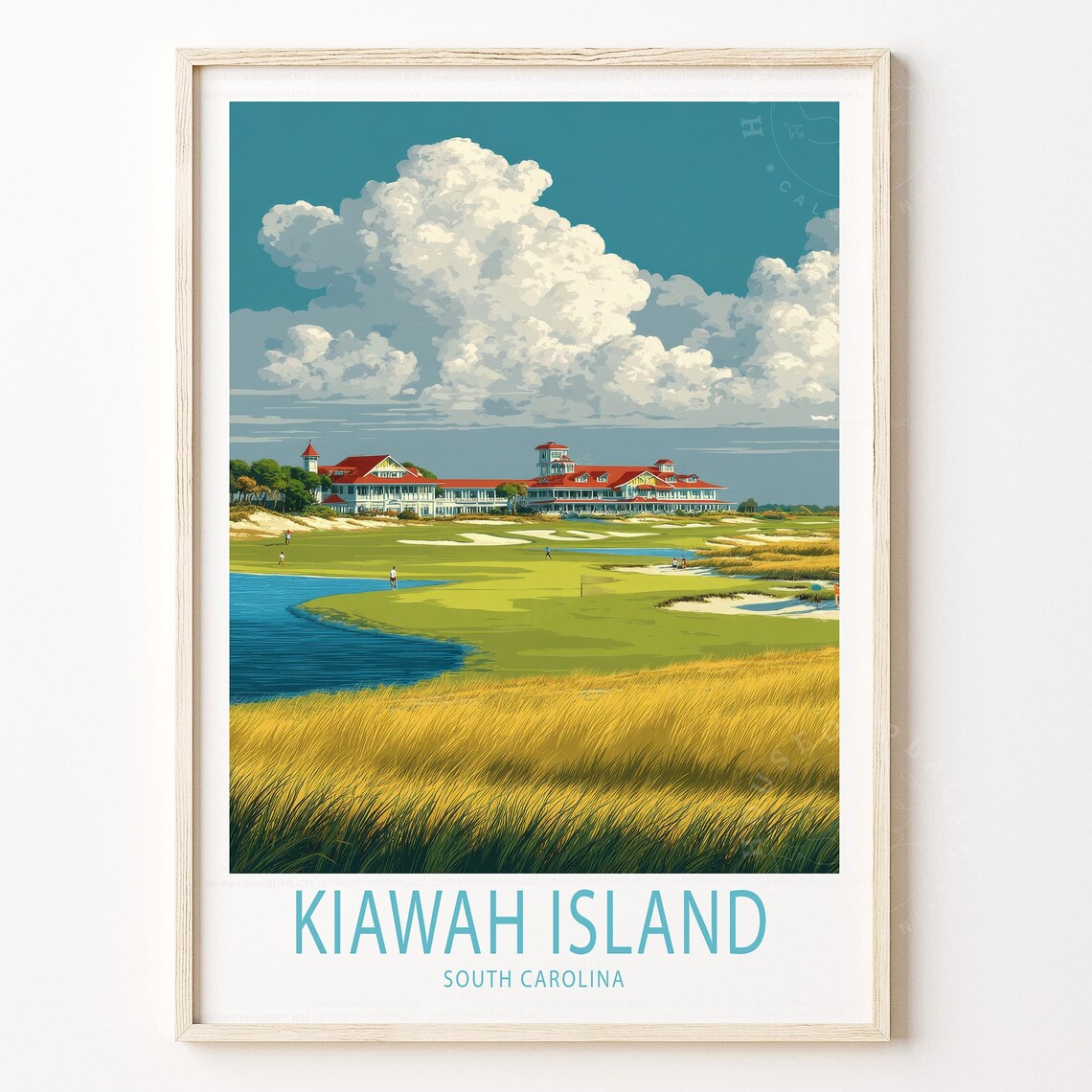 Kiawah Island Poster South Carolina Golf Course Resort Coastal Scene