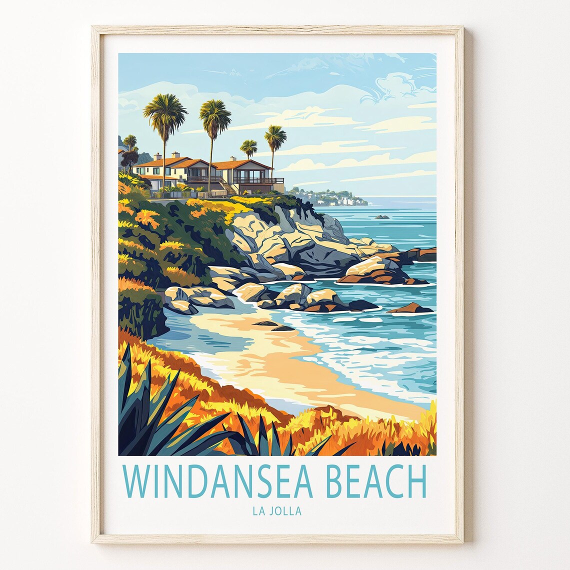 Windansea Beach Travel Poster, La Jolla Print