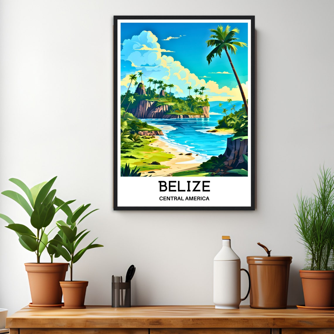 Belize Central America Tropical Beach Palm Tree Travel Poster - Image 3