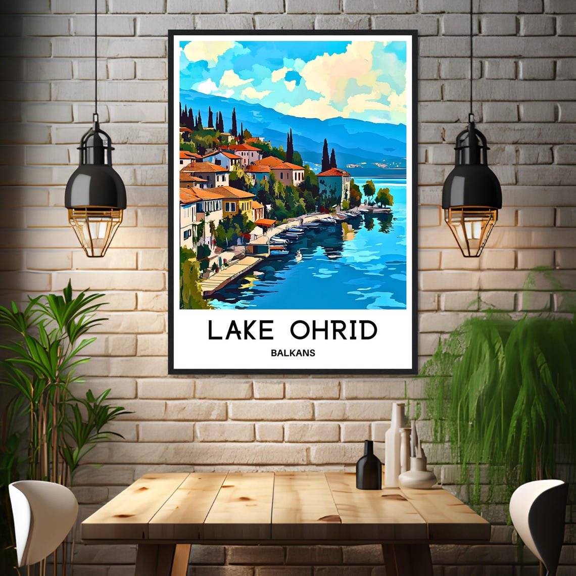 Lake Ohrid Balkans Lakeside Old Town Waterfront Travel Poster - Image 3
