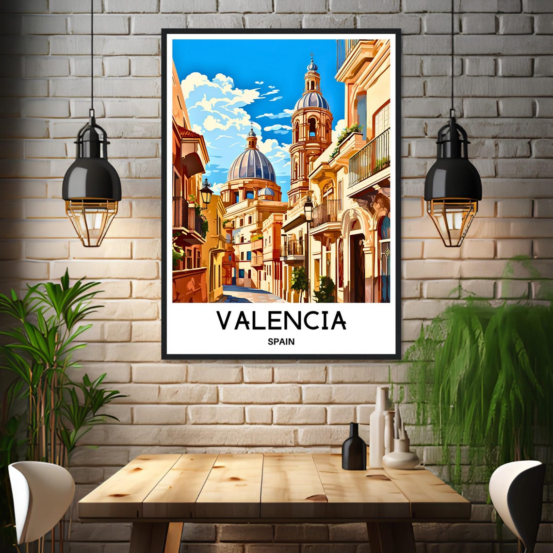 Valencia Spain Old Town Domes Vintage Travel Wall Decor Poster - Image 3