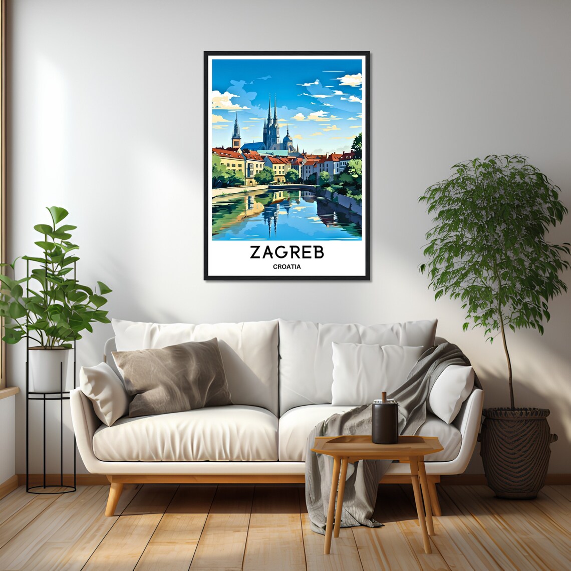 Zagreb Croatia Cathedral River Scenic Old Town Travel Poster - Image 2