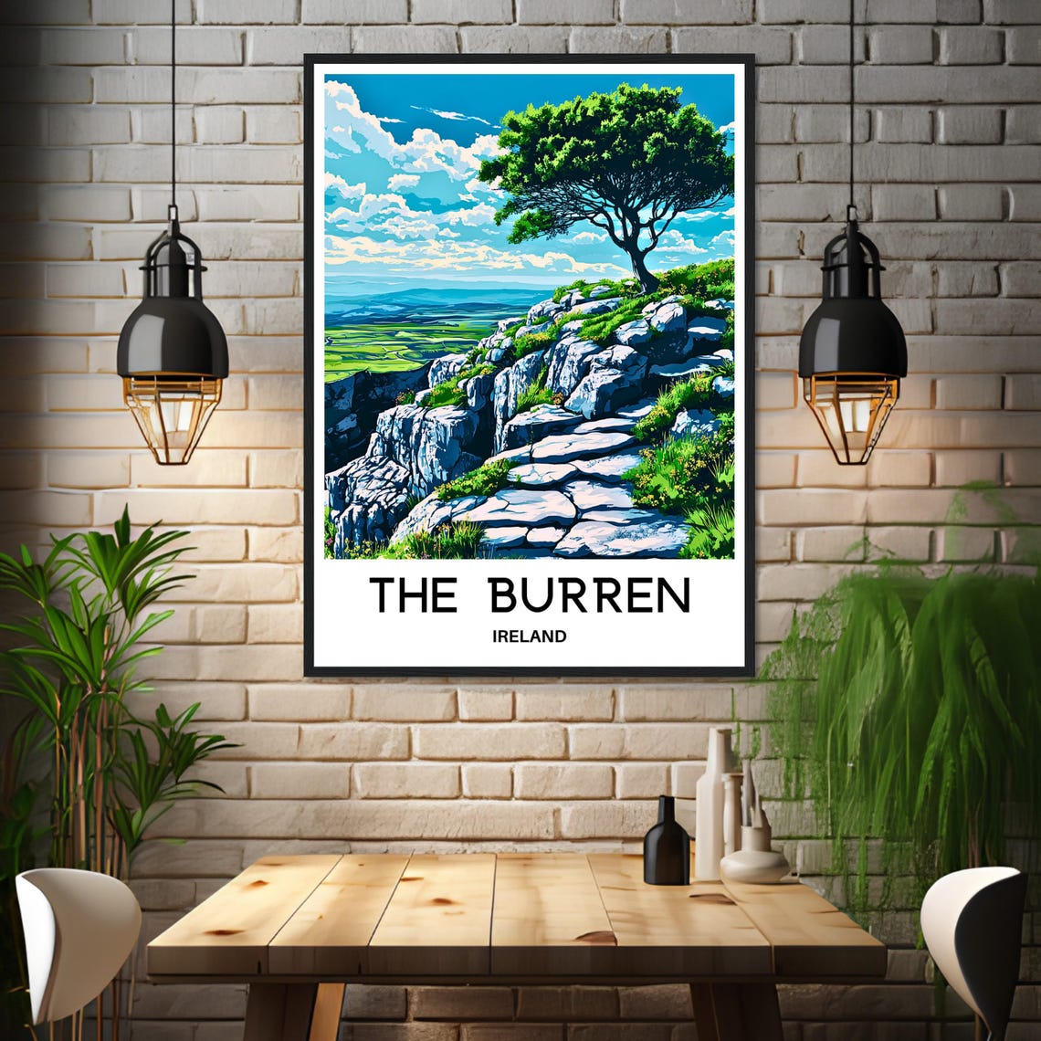 The Burren Ireland Limestone Cliffs Wild Green Landscape Travel Poster - Image 3