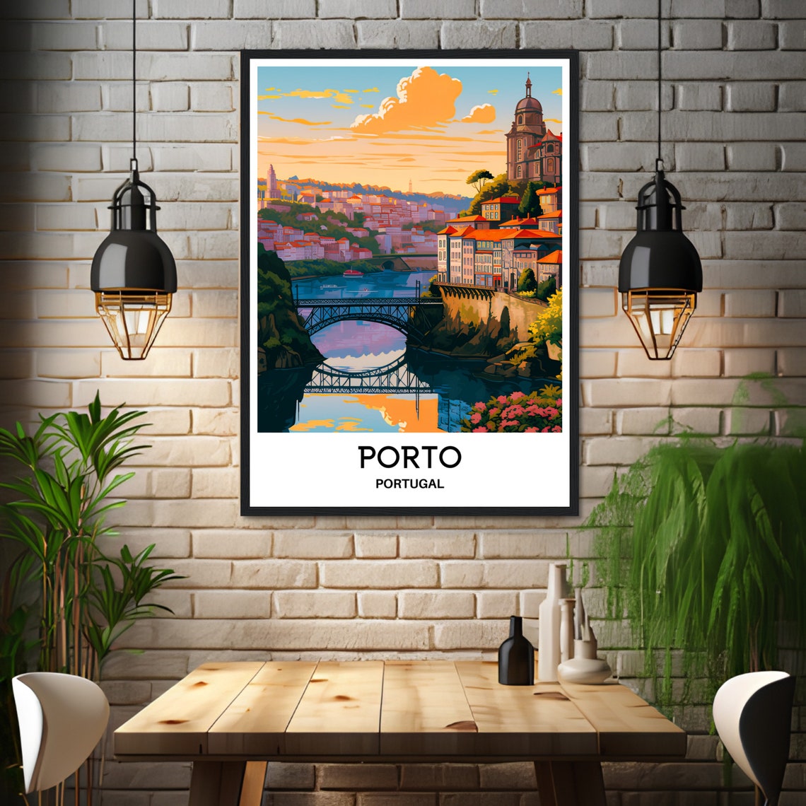 Porto Travel Print Porto Poster Portuguese Art Print Portugal Lover Gift Wall Hanging Art Home Decor Porto City Illustration - Image 3