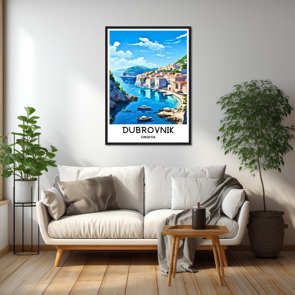Dubrovnik Old Town Harbor Boats Croatia Coast Adriatic Travel Poster - Image 2