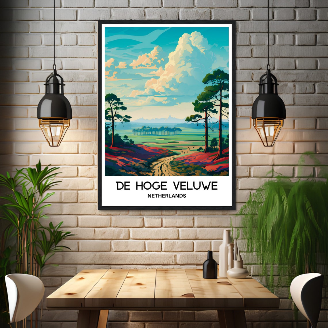 De Hoge Veluwe Netherlands Heathland Pines Landscape Travel Poster - Image 3