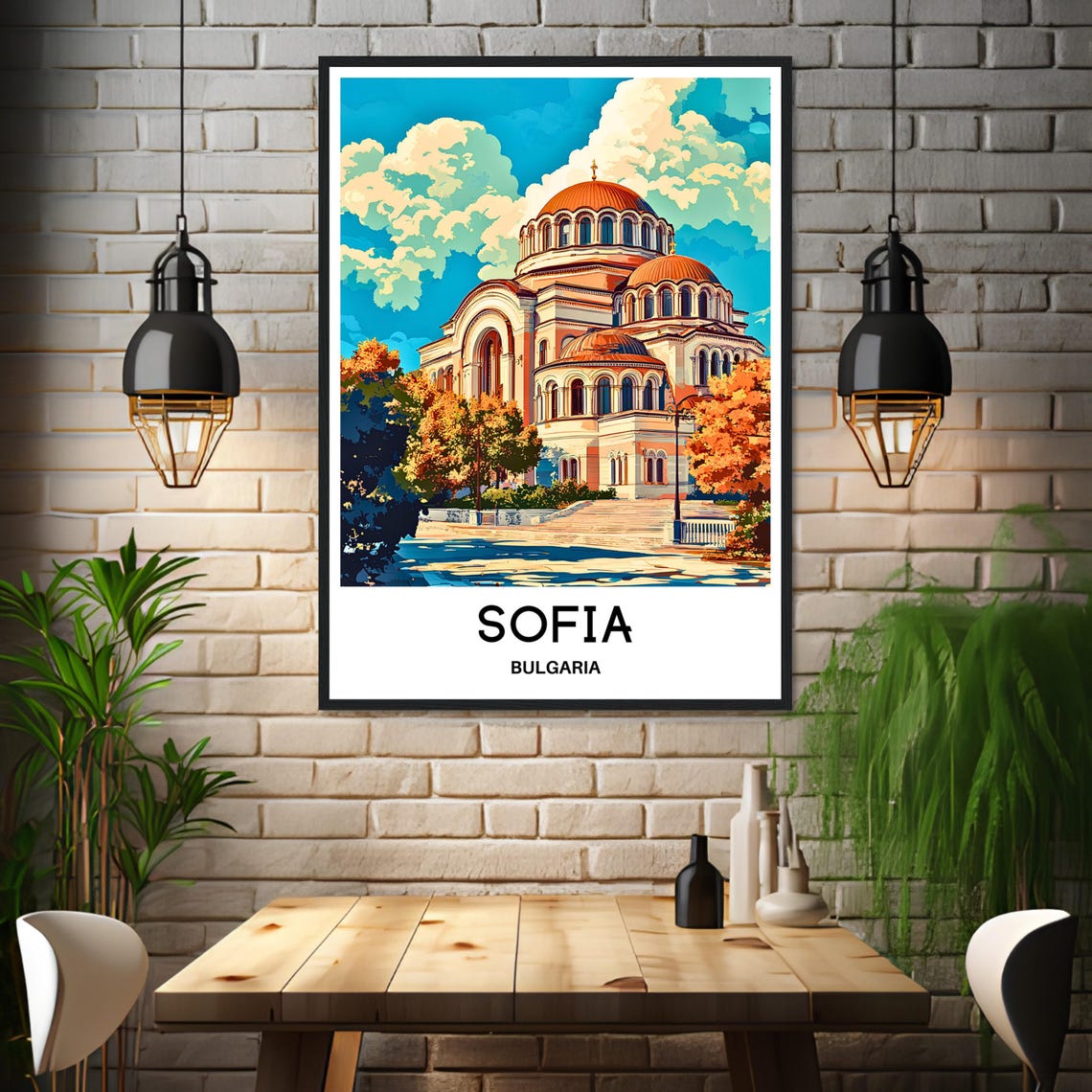 Sofia Bulgaria Alexander Nevsky Cathedral Autumn View Poster - Image 3